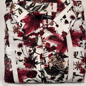 Murano Slim Fit - Men's White and Red Floral Shirt